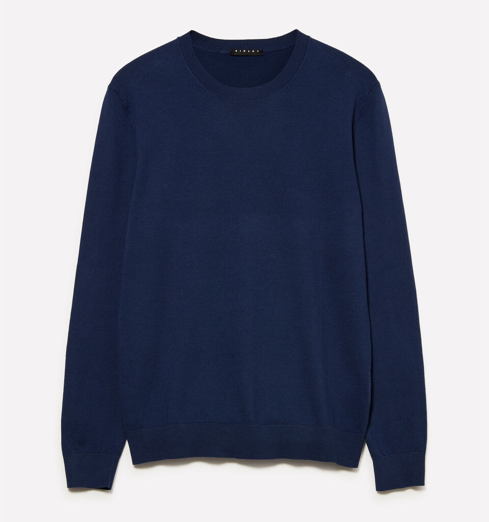 Blue crew neck sweater - men's crew neck sweaters - Dark Blue | Sisley image number 1